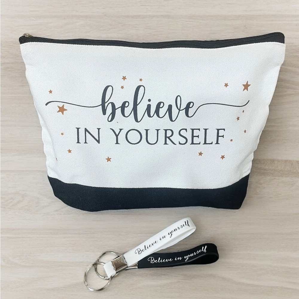 Believe in Yourself Cosmetics Case with Keychain Set